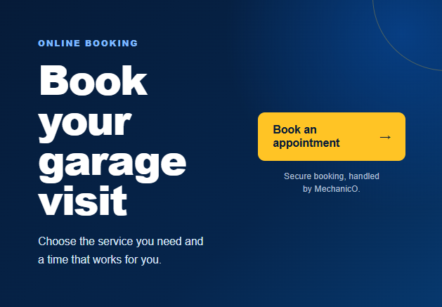 Default MechanicO WordPress booking block